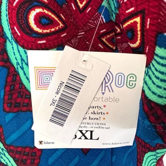 LuLaRoe Nicole Floral Multicolor Dress Short Sleeve Plus Size Artsy Size 3XL - Picture 6 of 7